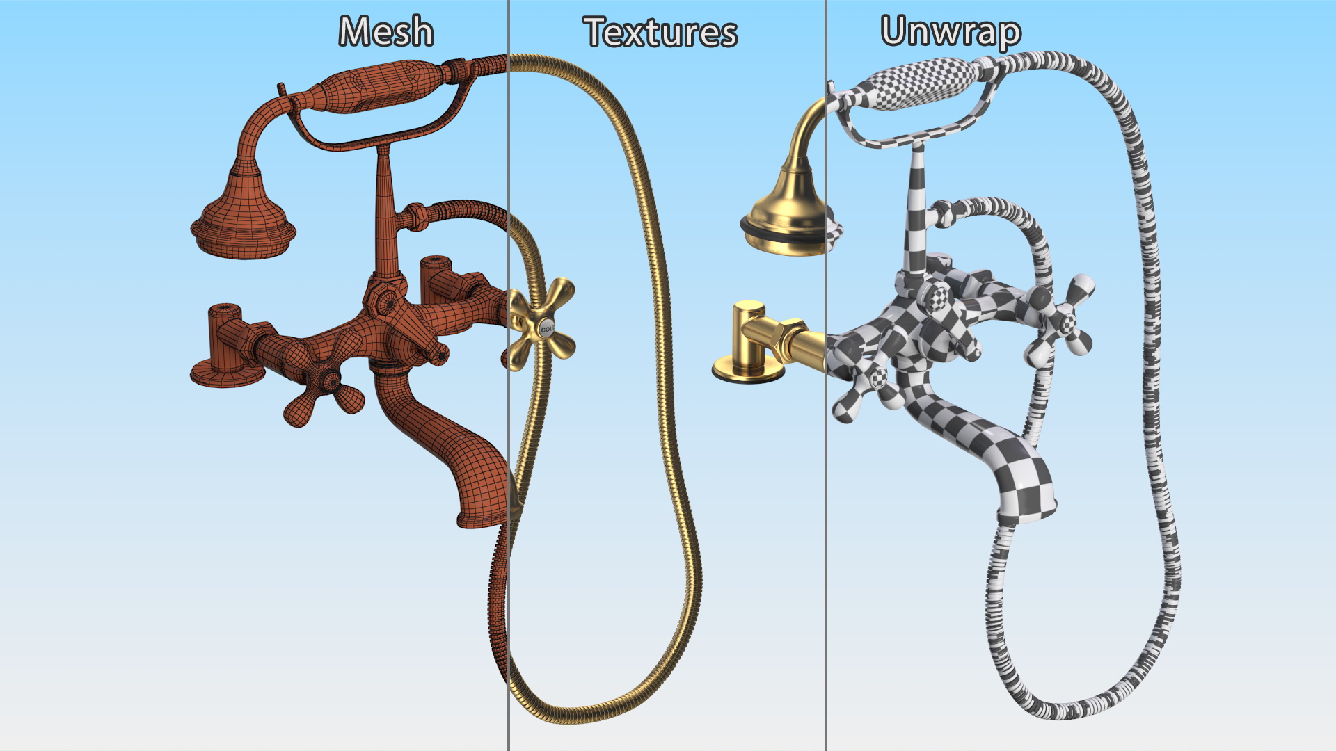 Classic Bronze Bath Shower Mixer 3D