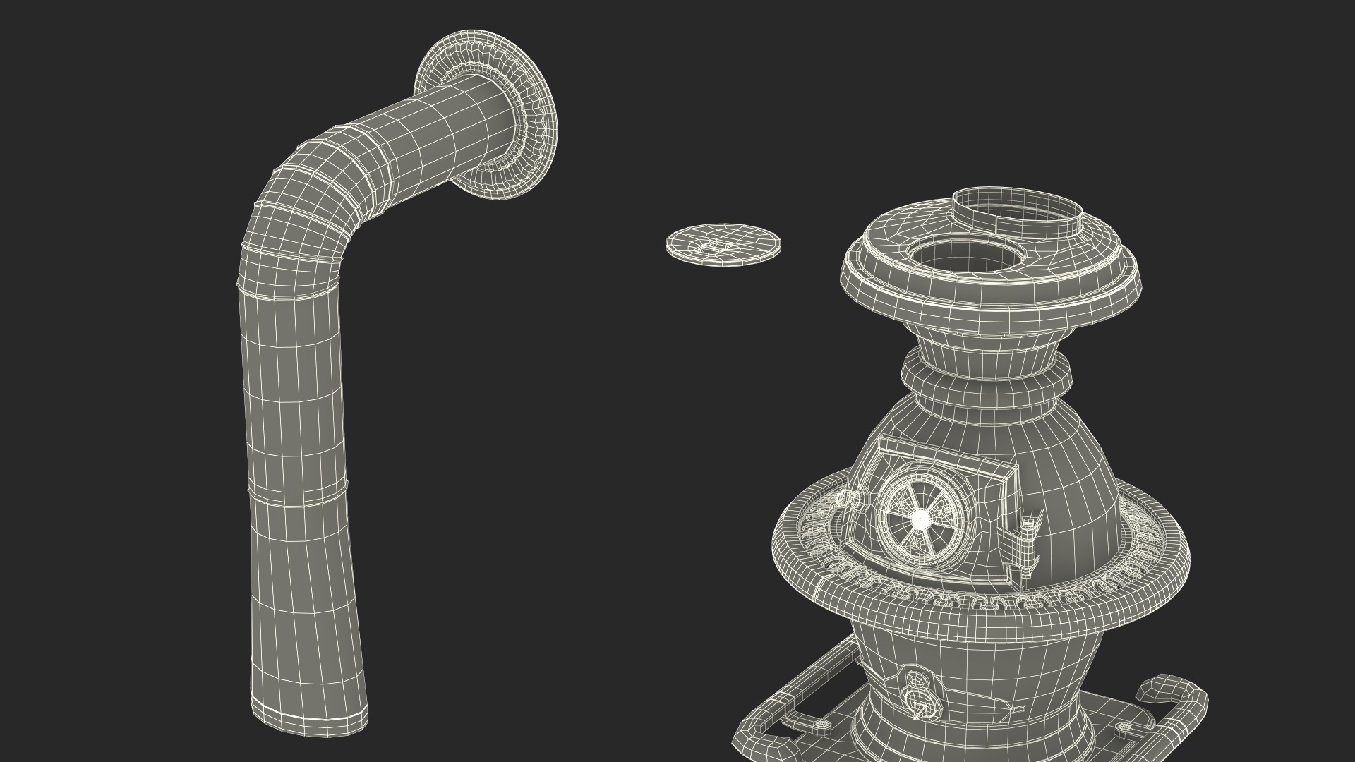 3D Potbelly Stove New with Fire model
