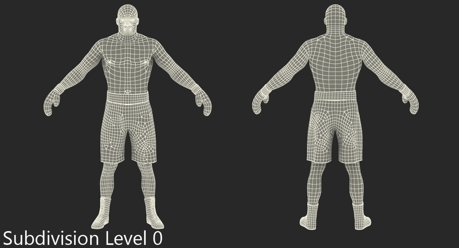 3D model African American Boxer Red Suit 2 Rigged