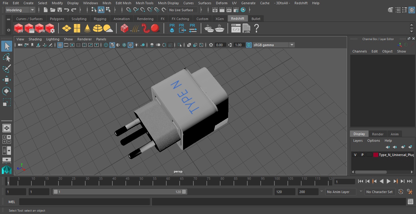 3D model Type N Universal Plug Adapter White