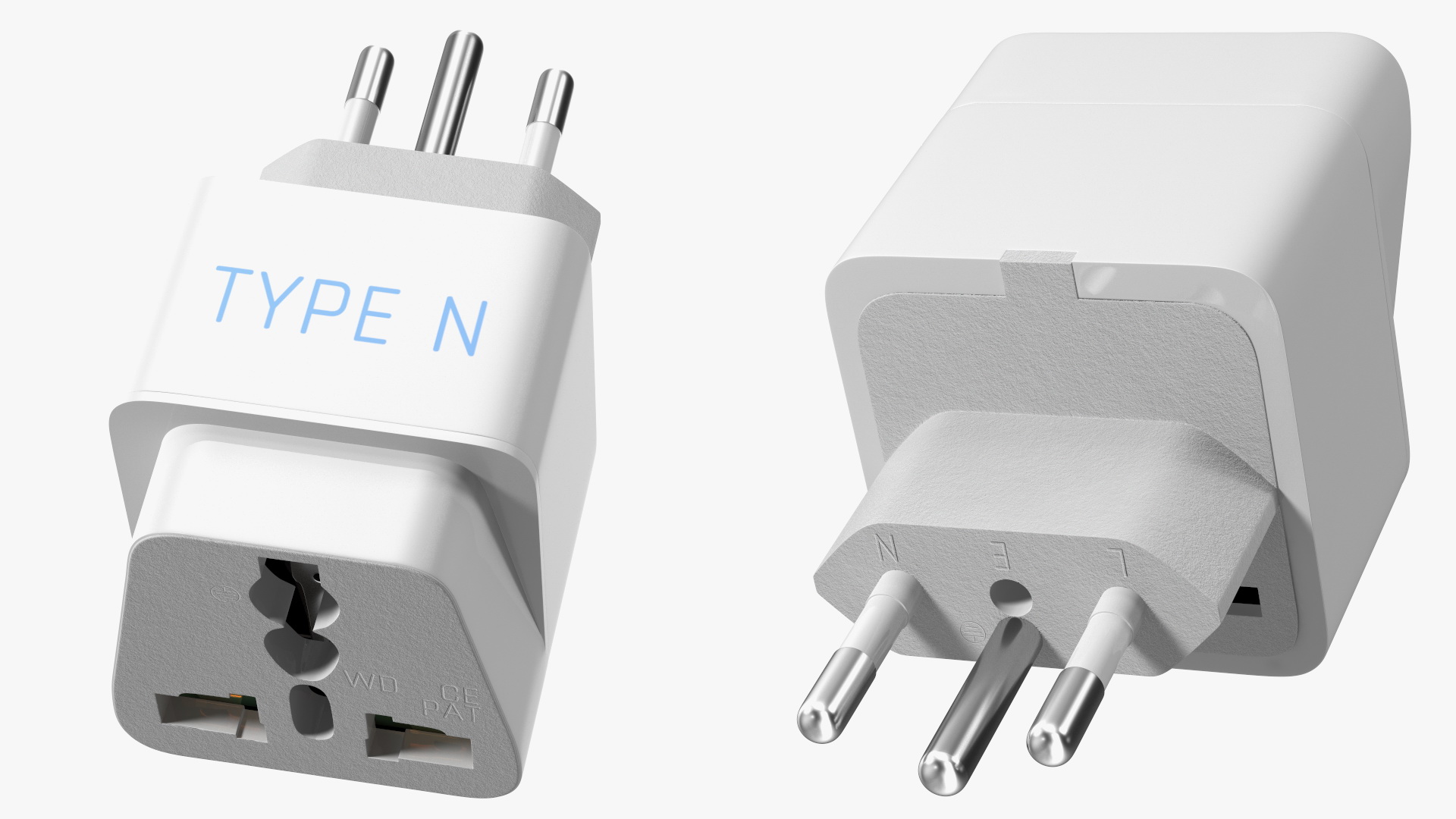 3D model Type N Universal Plug Adapter White