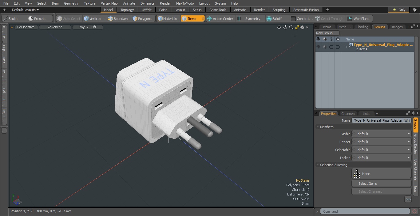 3D model Type N Universal Plug Adapter White