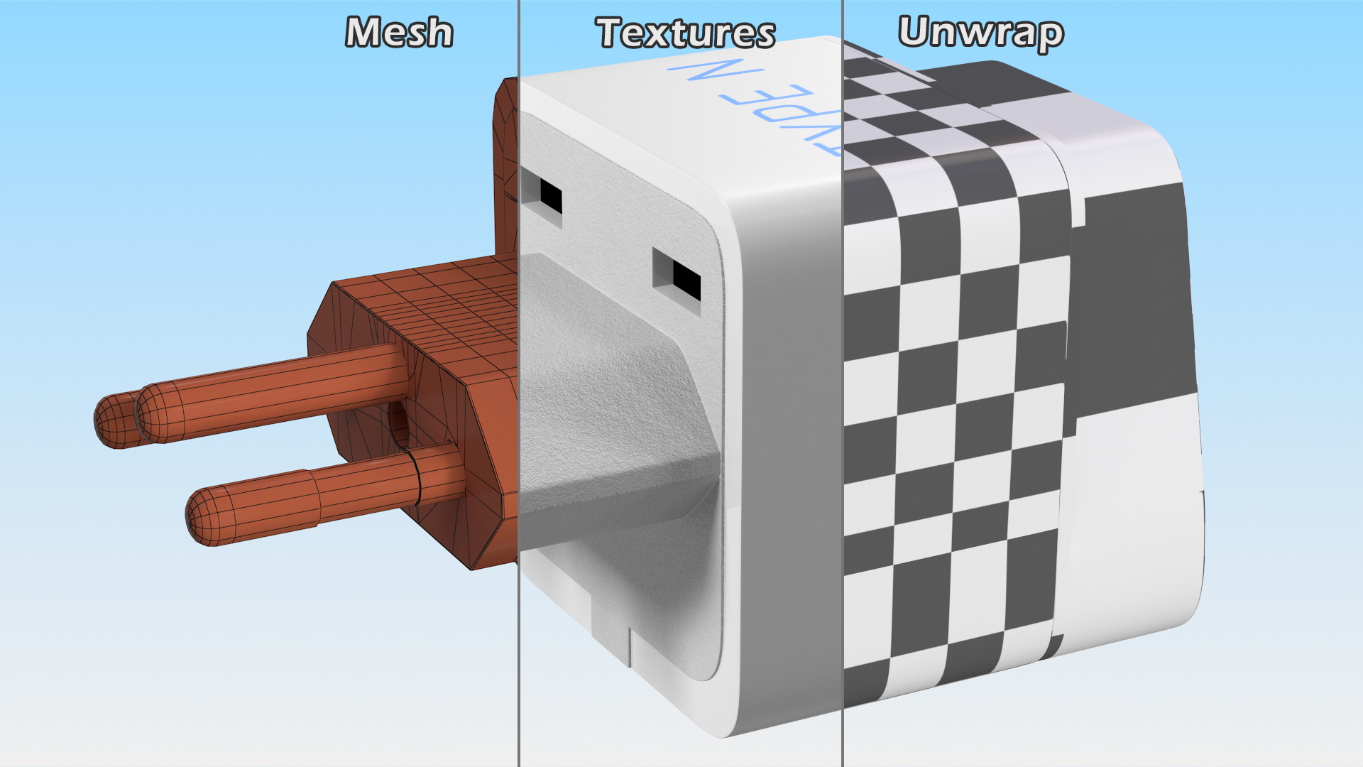 3D model Type N Universal Plug Adapter White