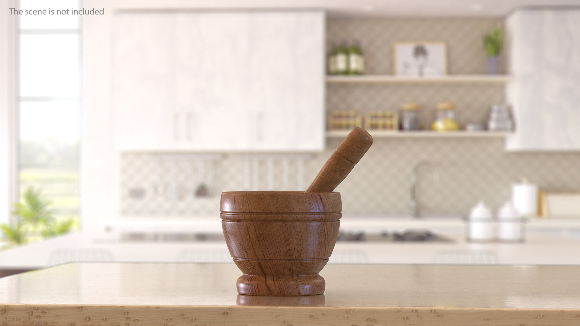 Wood Mortar and Pestle 3D