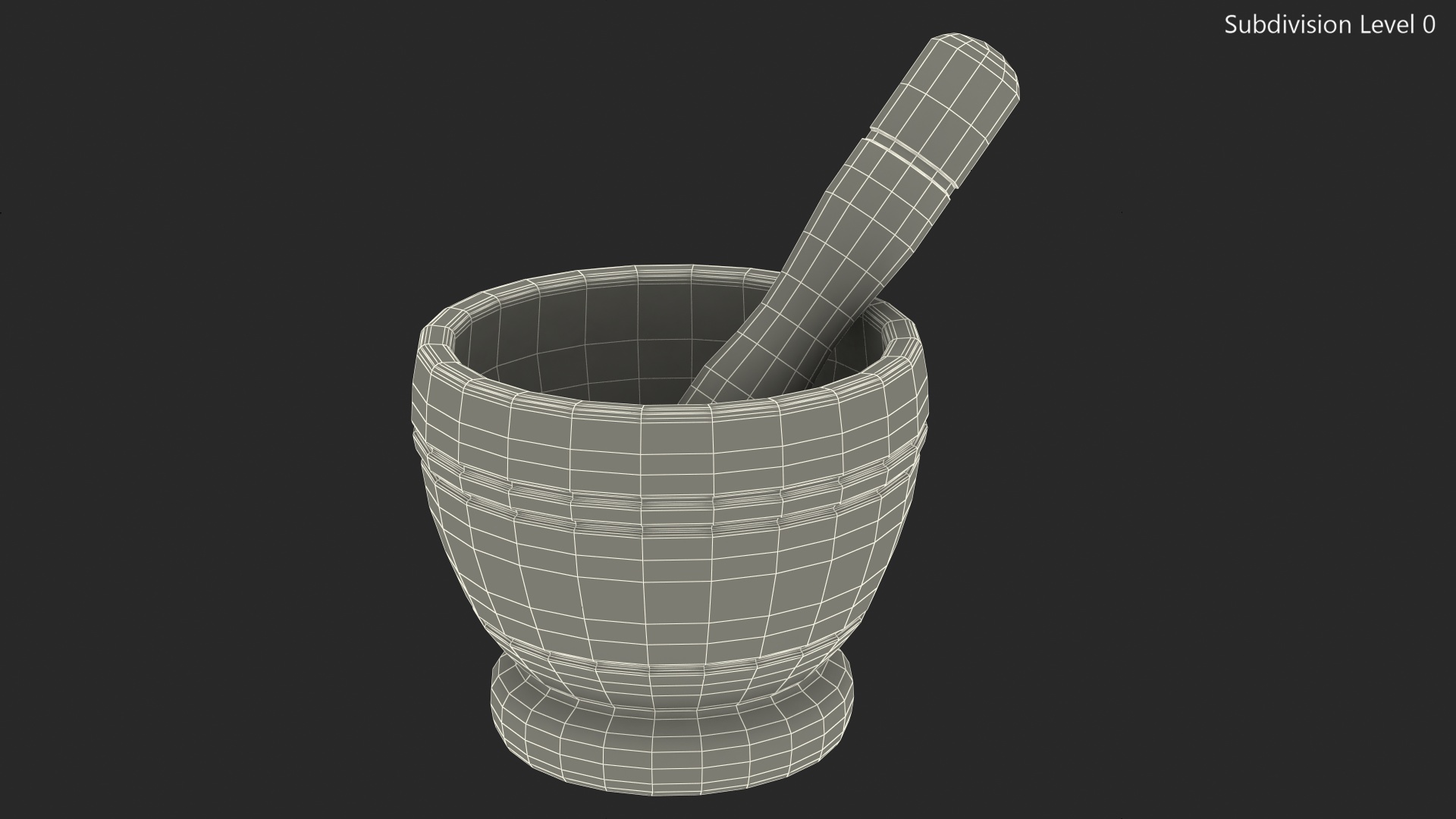Wood Mortar and Pestle 3D