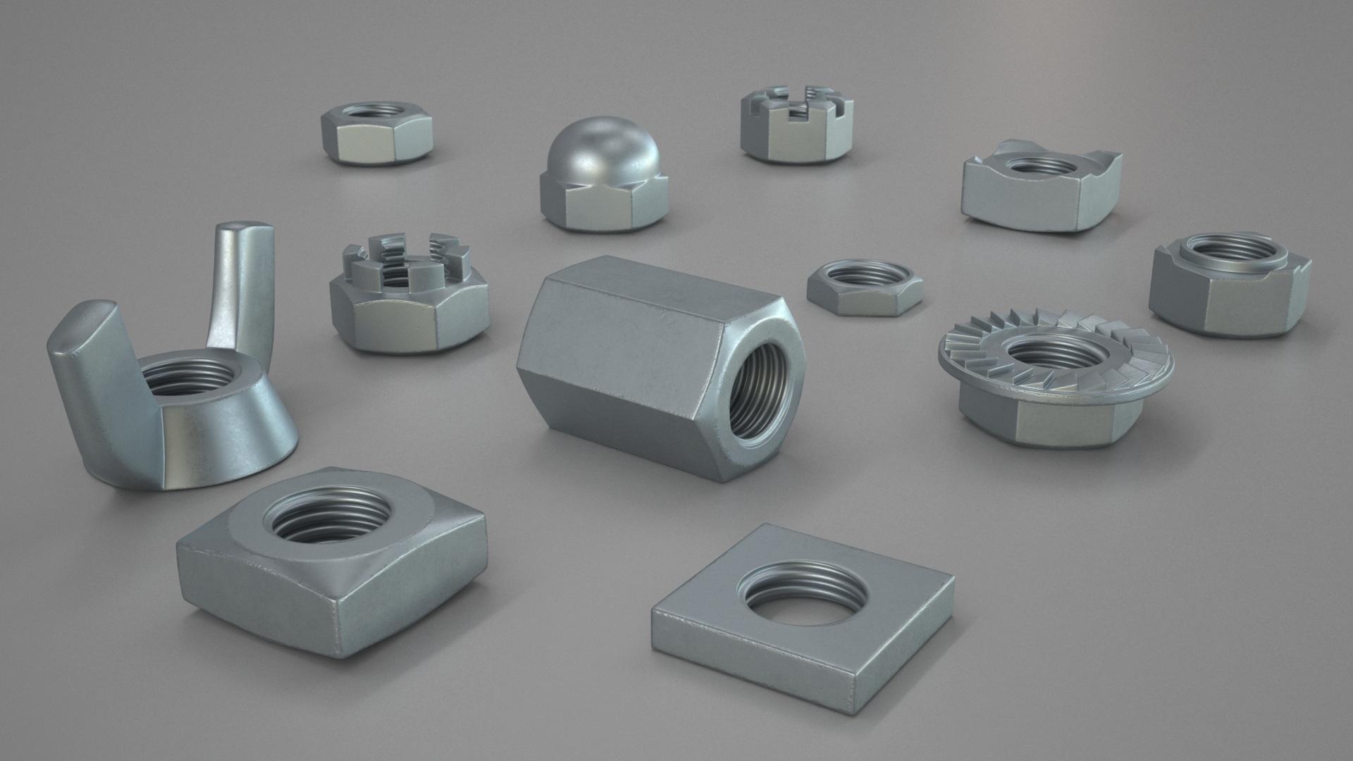 Zinc Steel Nuts Kit 3D model