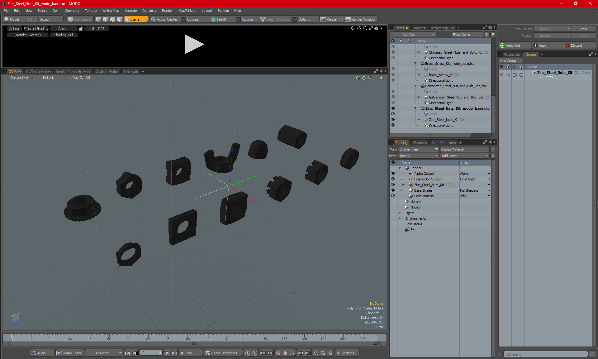 Zinc Steel Nuts Kit 3D model