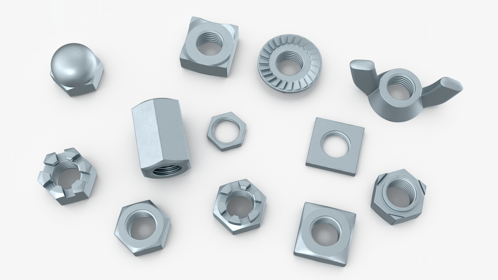 Zinc Steel Nuts Kit 3D model