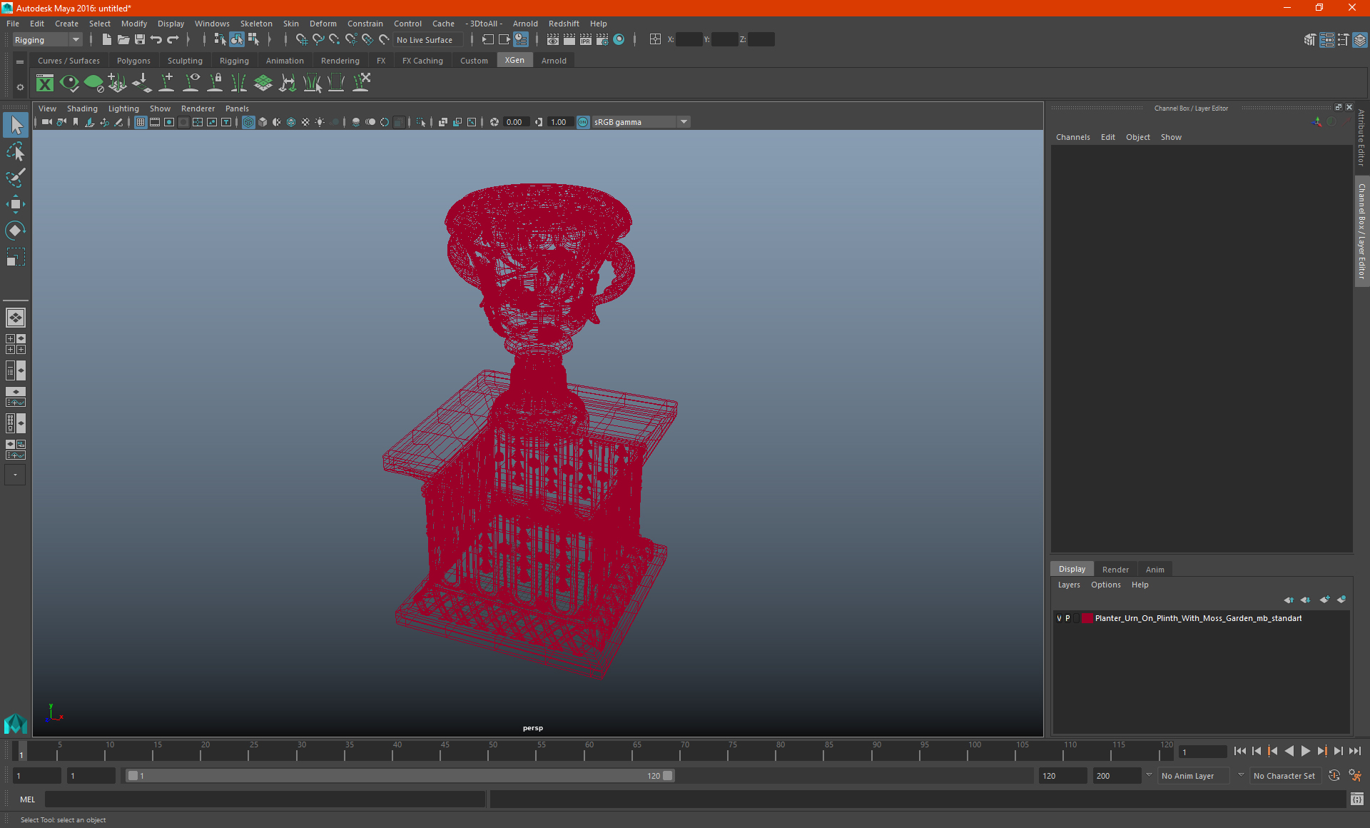 3D Planter Urn On Plinth With Moss Garden model