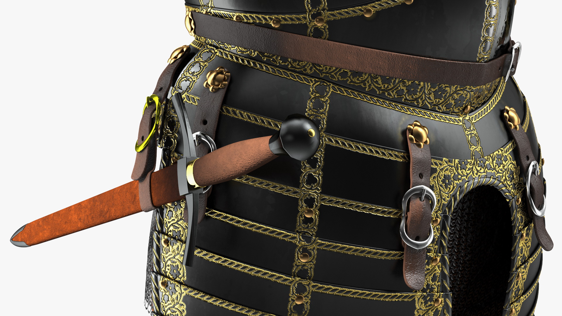 3D model Medieval Knight Black Gold Full Armor Neutral Pose