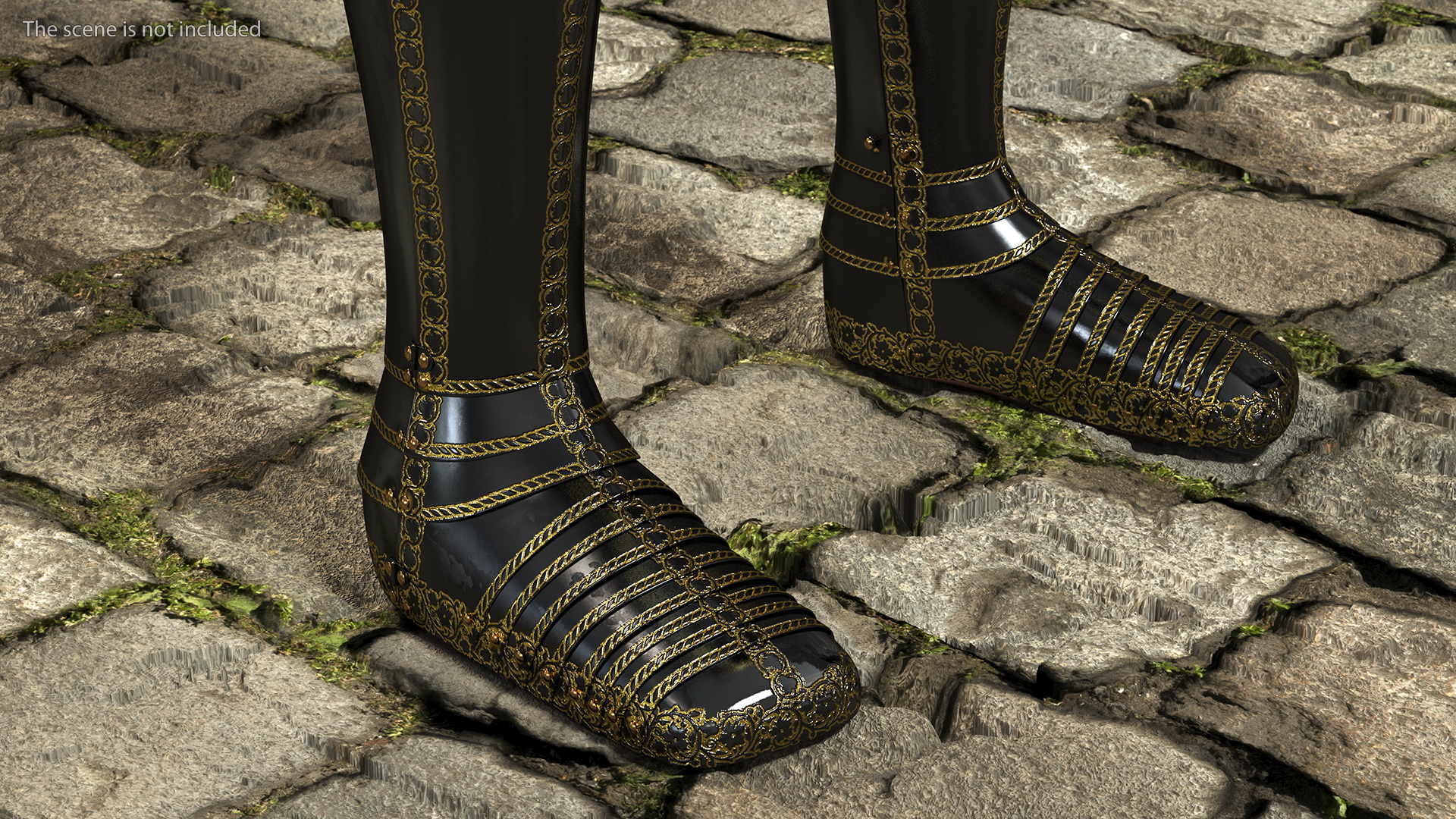 3D model Medieval Knight Black Gold Full Armor Neutral Pose