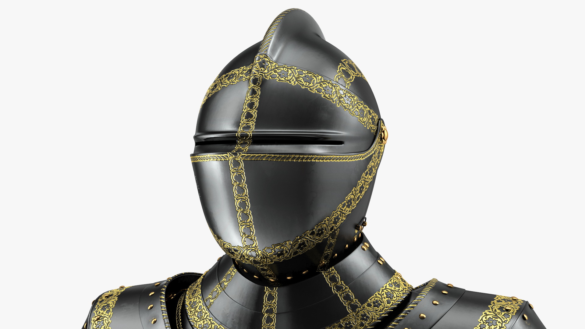 3D model Medieval Knight Black Gold Full Armor Neutral Pose