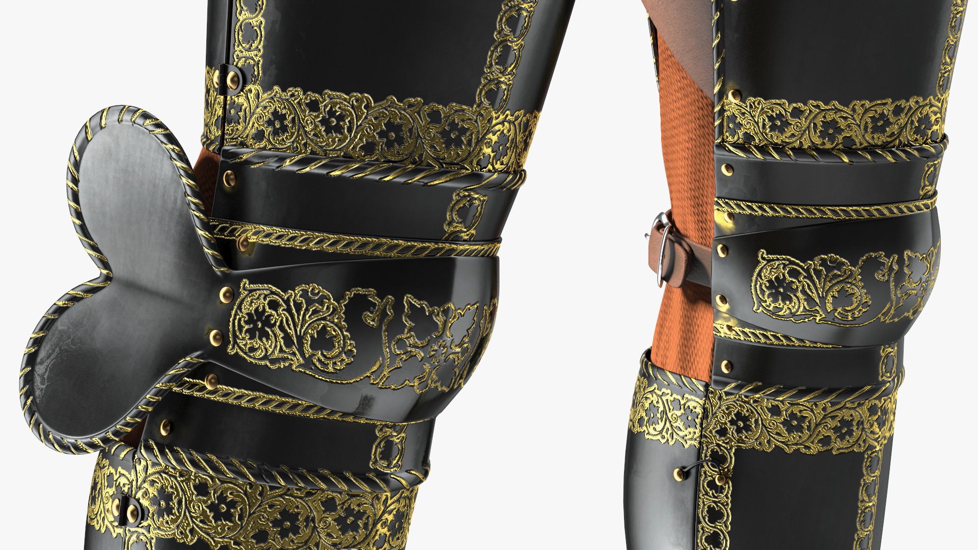 3D model Medieval Knight Black Gold Full Armor Neutral Pose