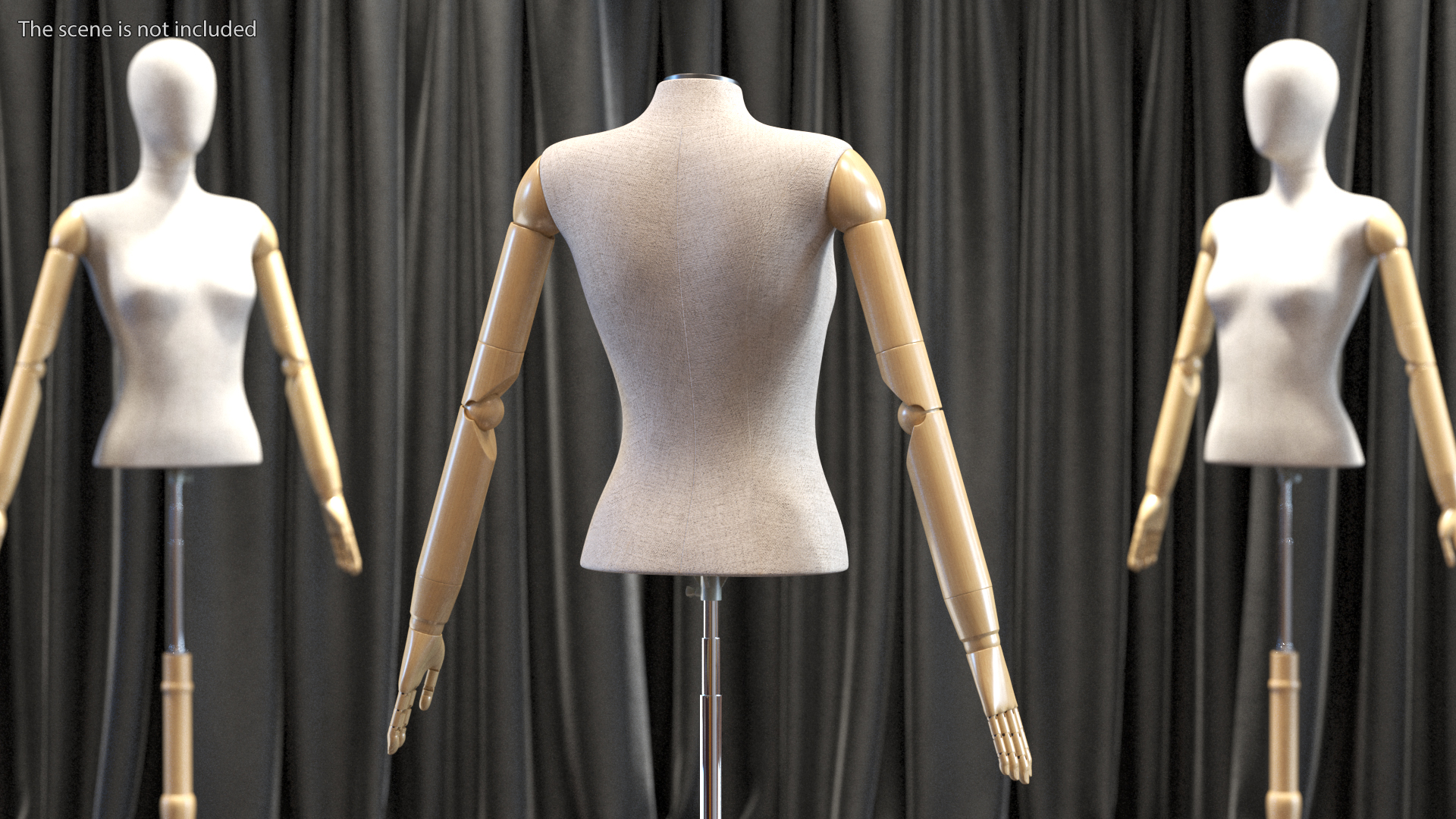 3D Female Flexible Half Body Mannequin Headless with Wooden Base