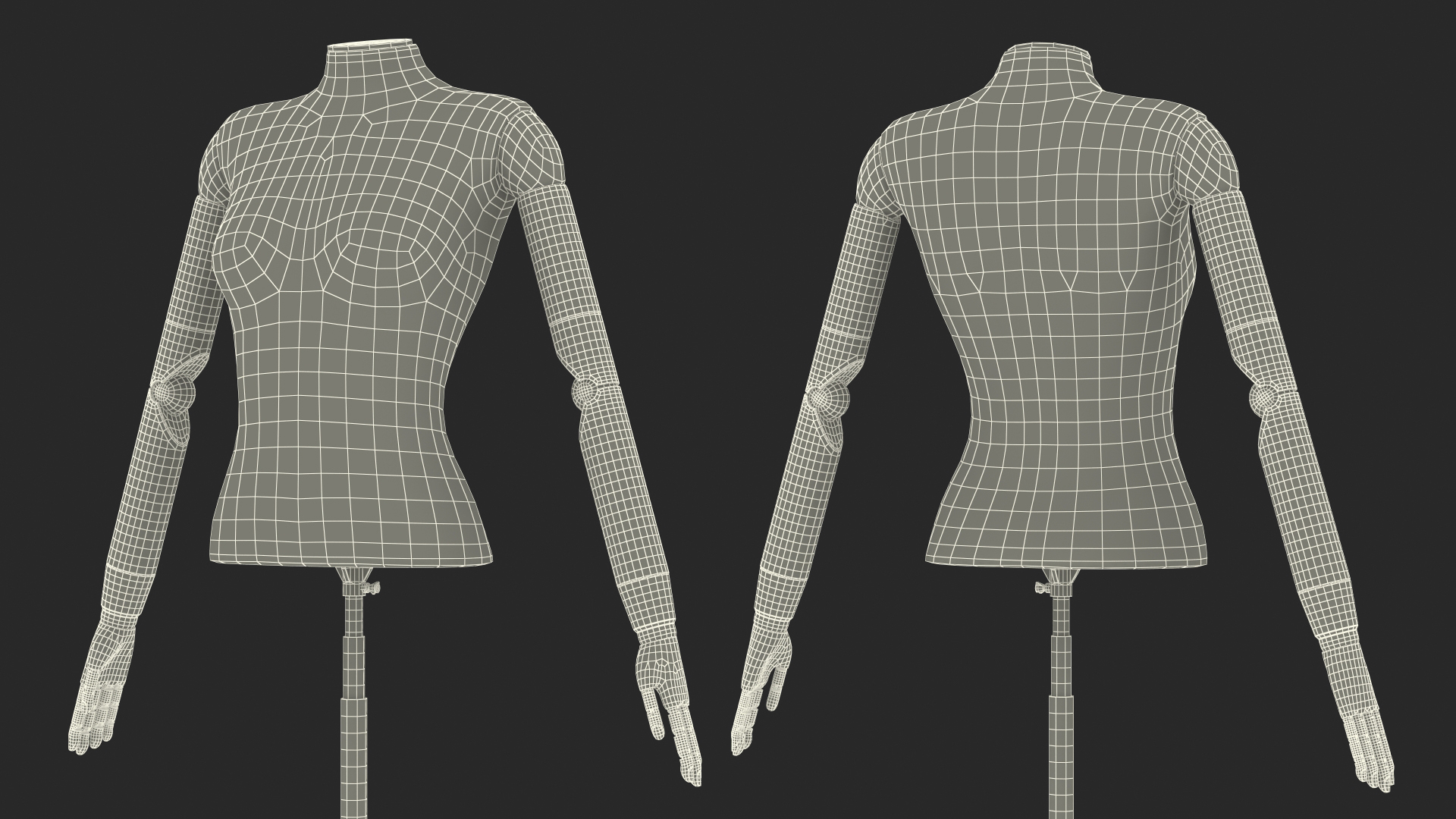 3D Female Flexible Half Body Mannequin Headless with Wooden Base