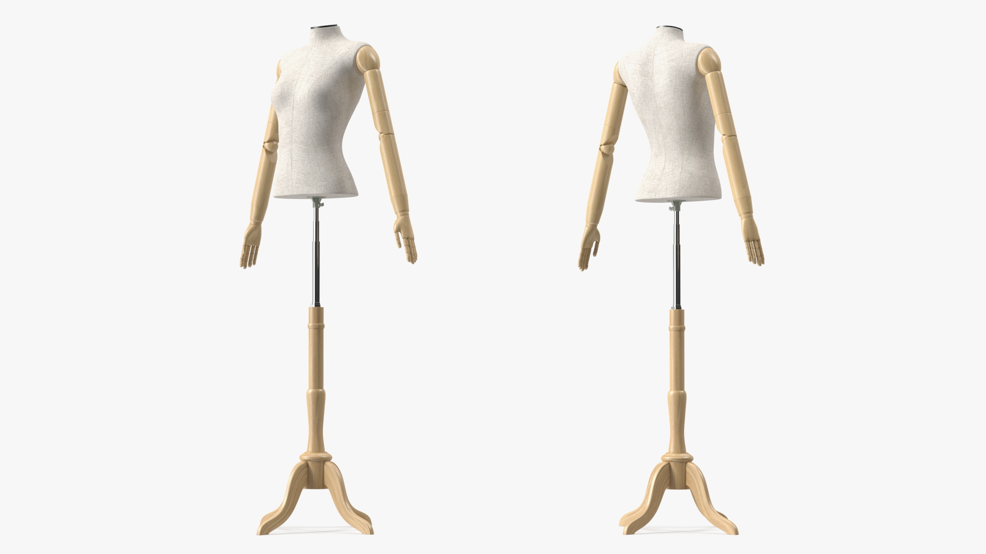 3D Female Flexible Half Body Mannequin Headless with Wooden Base