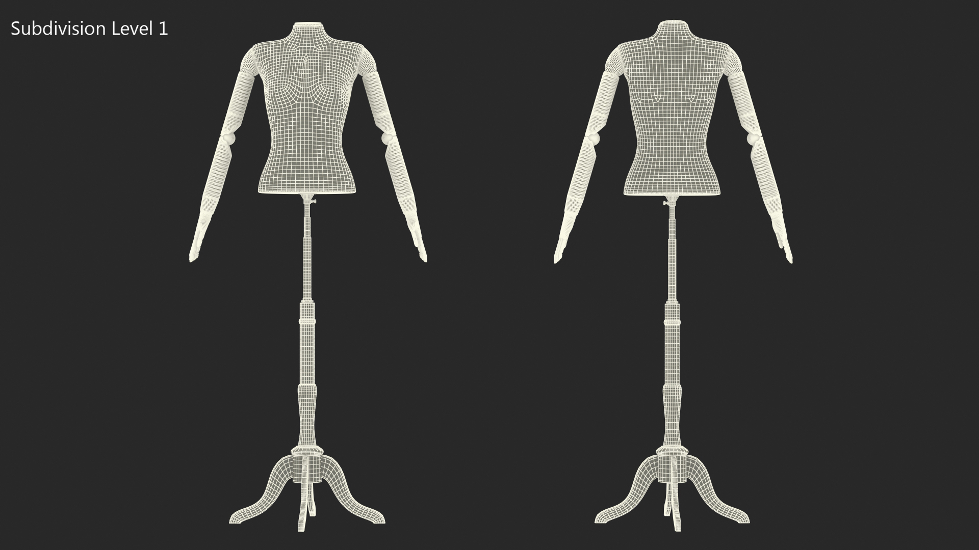 3D Female Flexible Half Body Mannequin Headless with Wooden Base