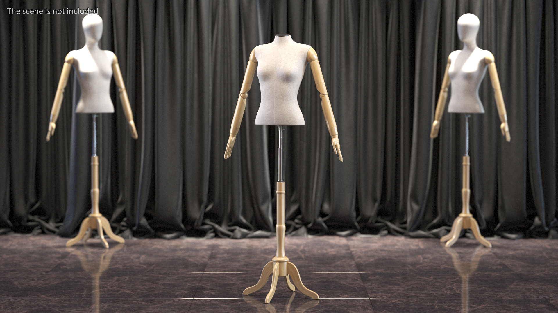 3D Female Flexible Half Body Mannequin Headless with Wooden Base
