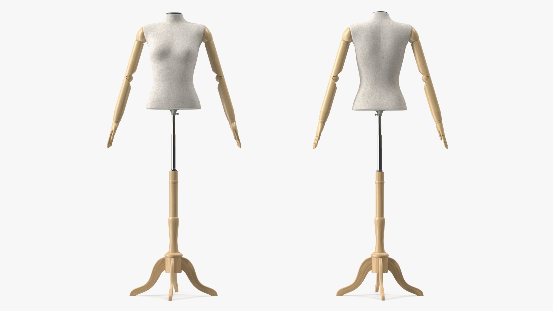 3D Female Flexible Half Body Mannequin Headless with Wooden Base