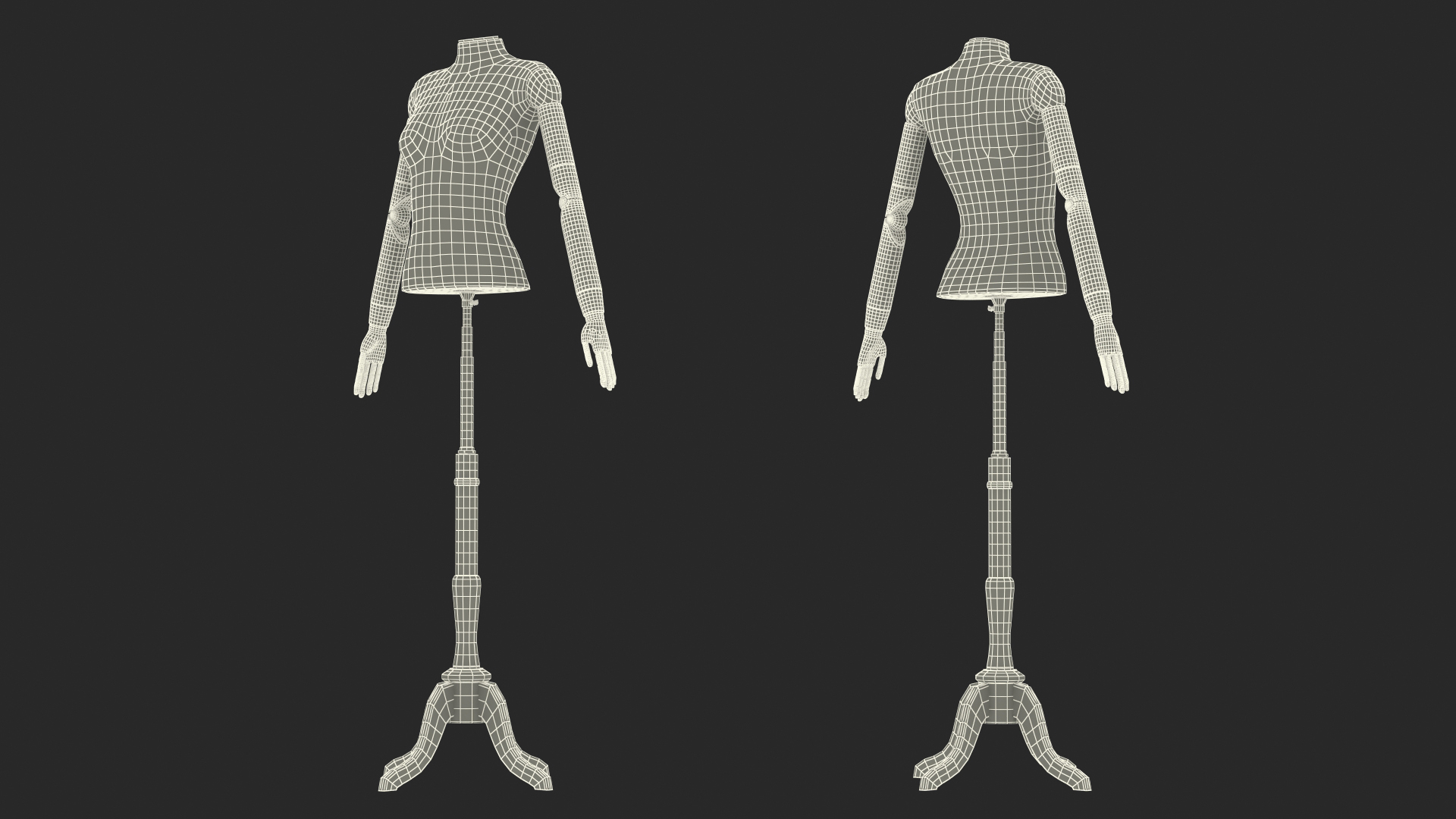 3D Female Flexible Half Body Mannequin Headless with Wooden Base