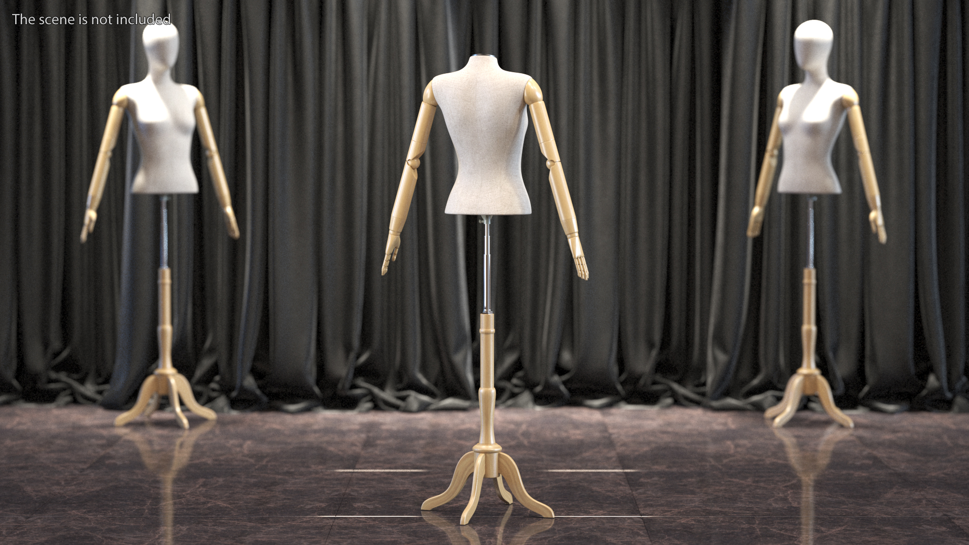 3D Female Flexible Half Body Mannequin Headless with Wooden Base