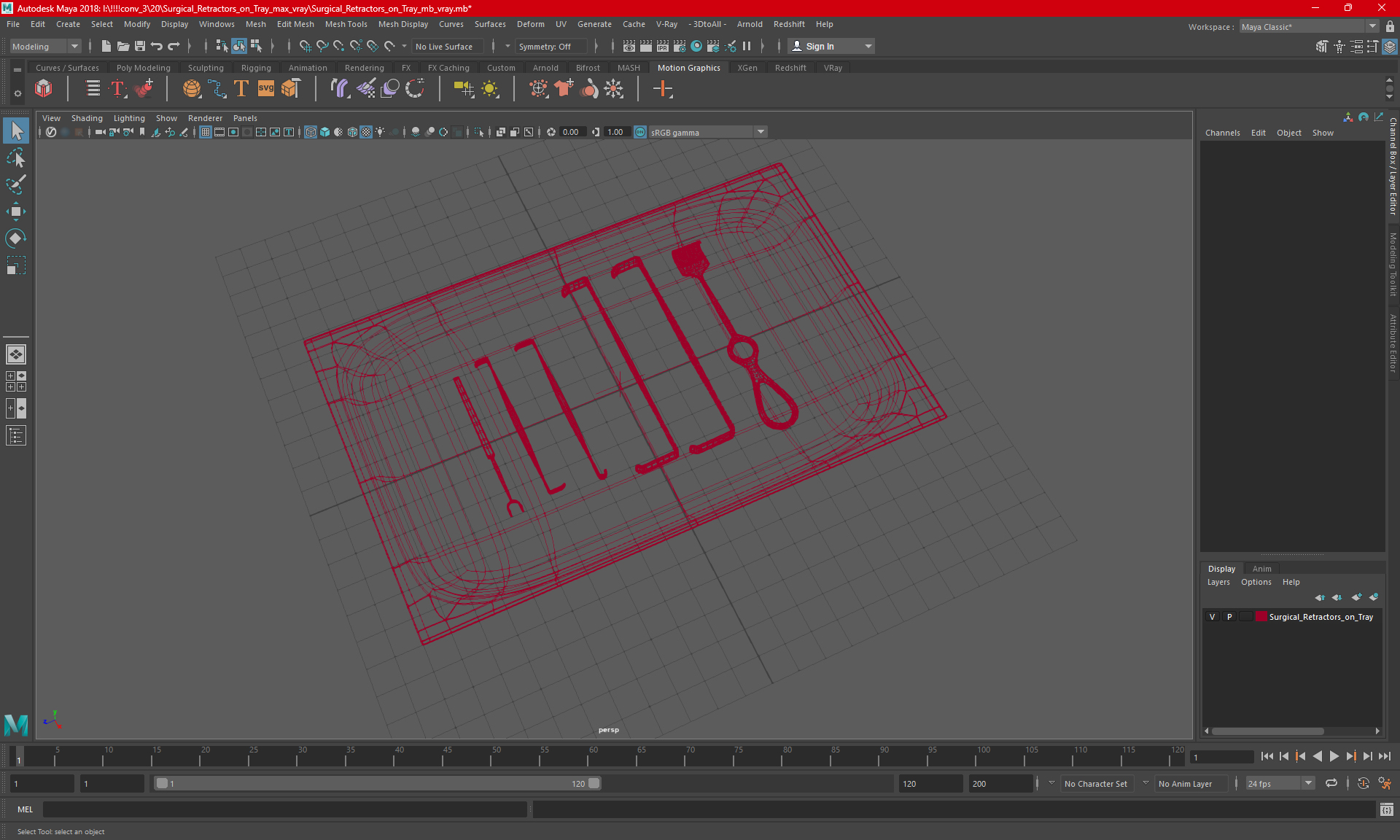 Surgical Retractors on Tray 3D