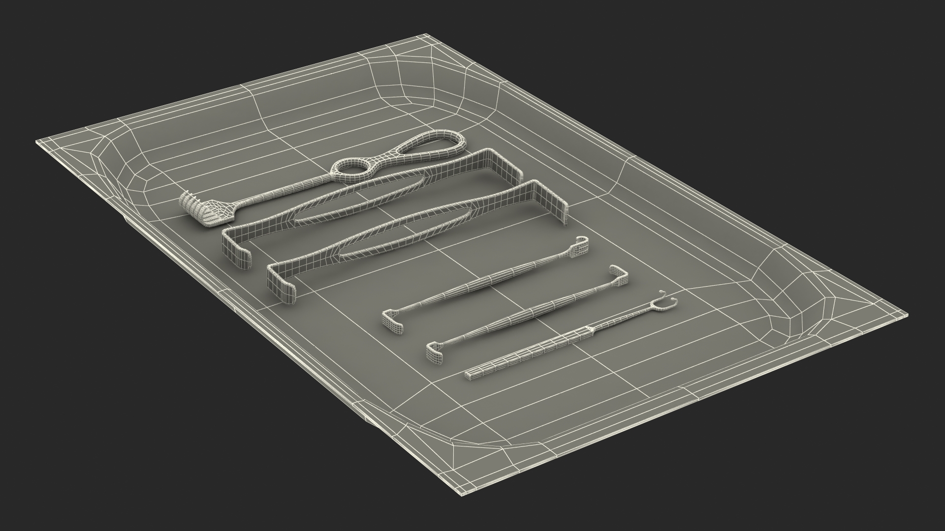 Surgical Retractors on Tray 3D
