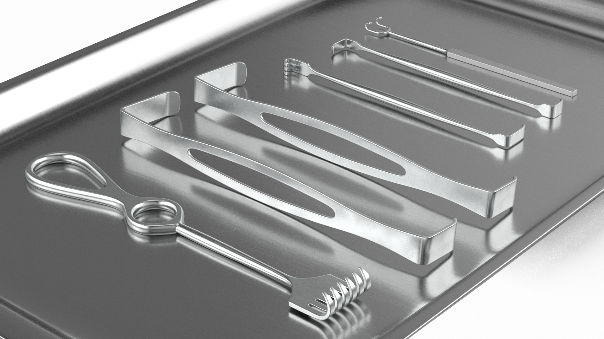 Surgical Retractors on Tray 3D