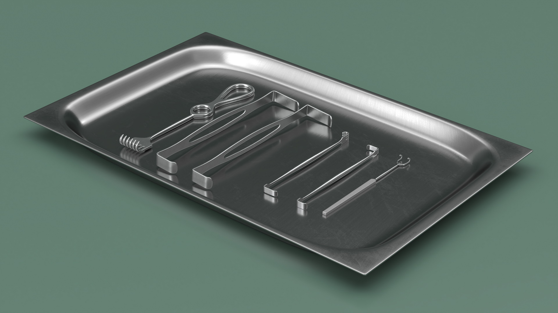 Surgical Retractors on Tray 3D