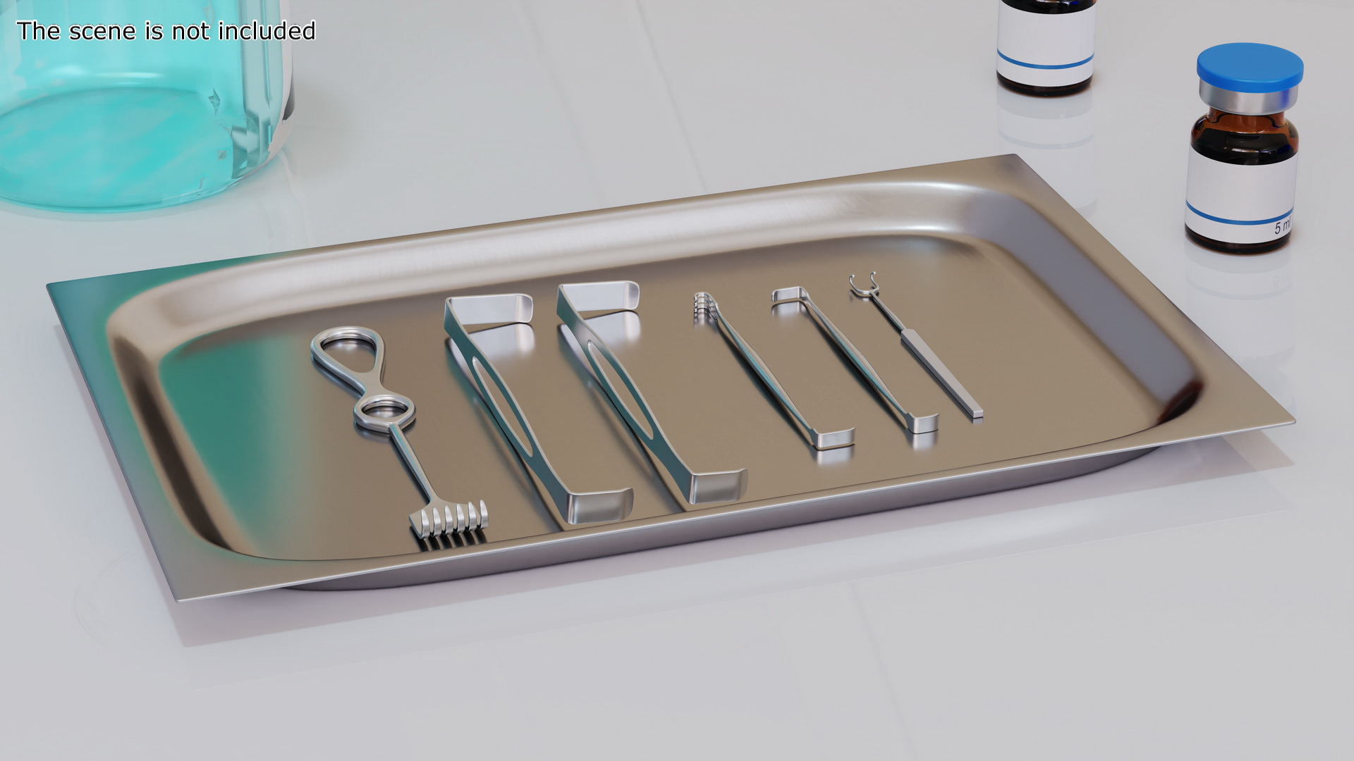 Surgical Retractors on Tray 3D
