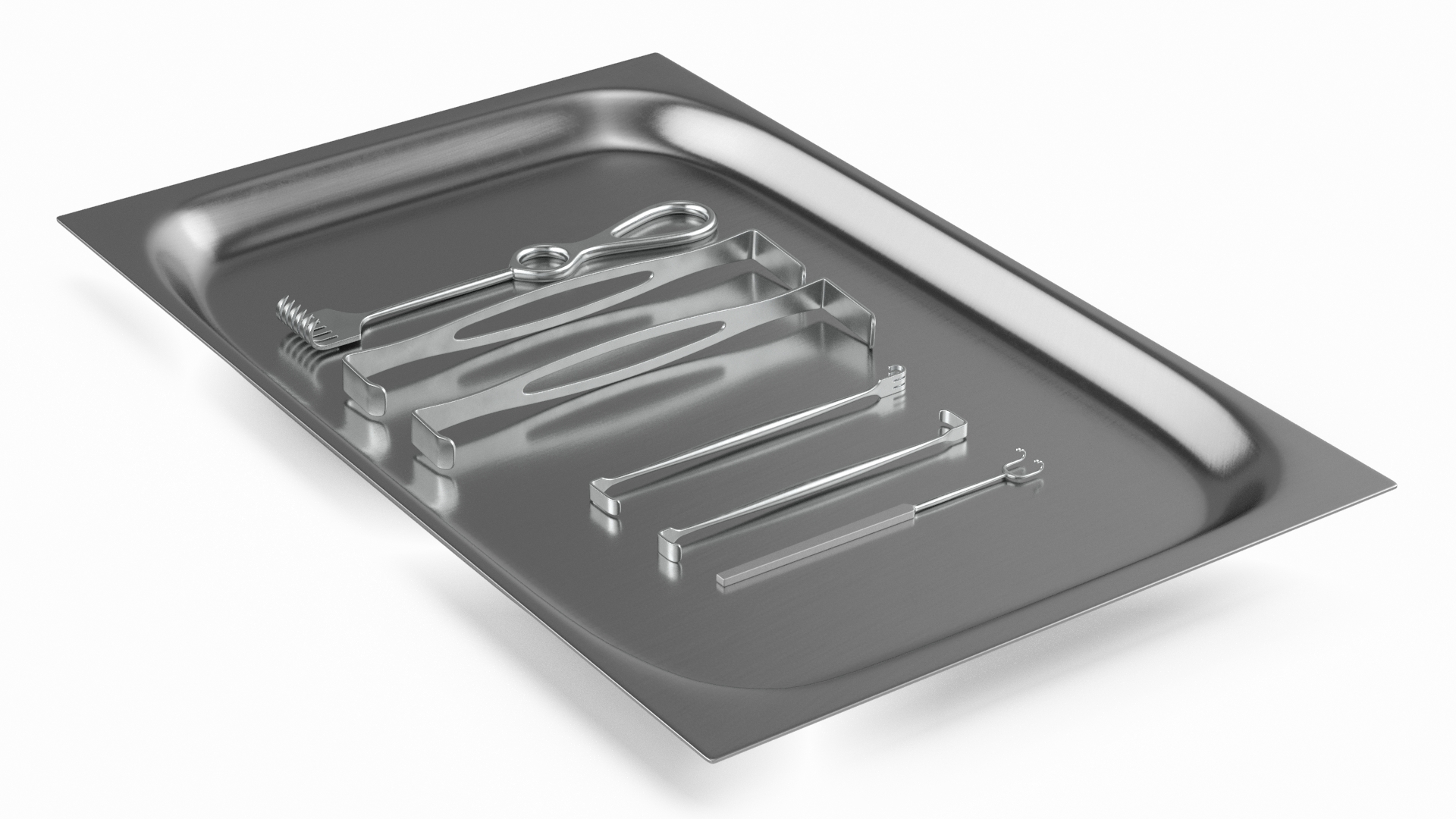 Surgical Retractors on Tray 3D