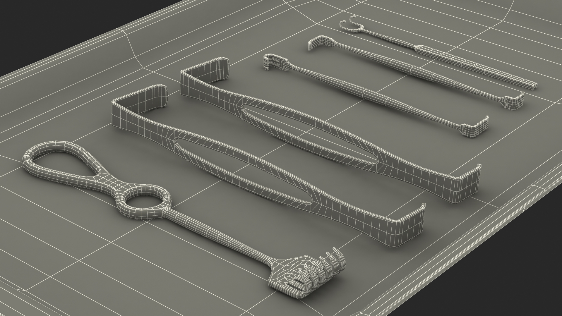 Surgical Retractors on Tray 3D