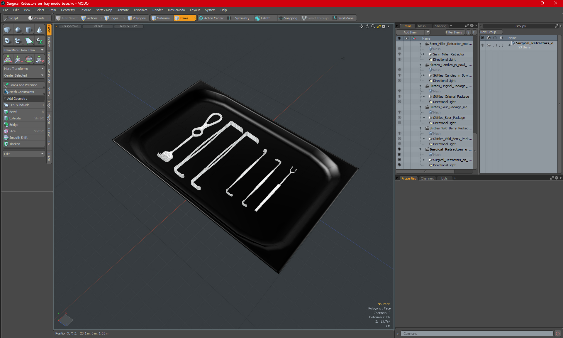 Surgical Retractors on Tray 3D