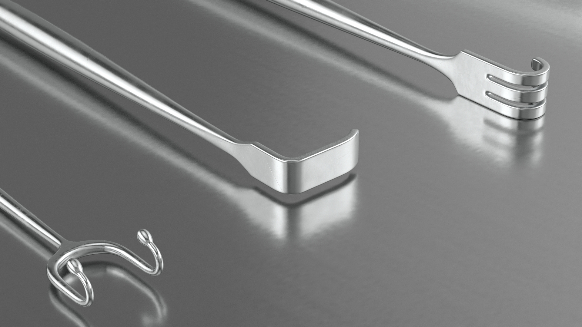 Surgical Retractors on Tray 3D