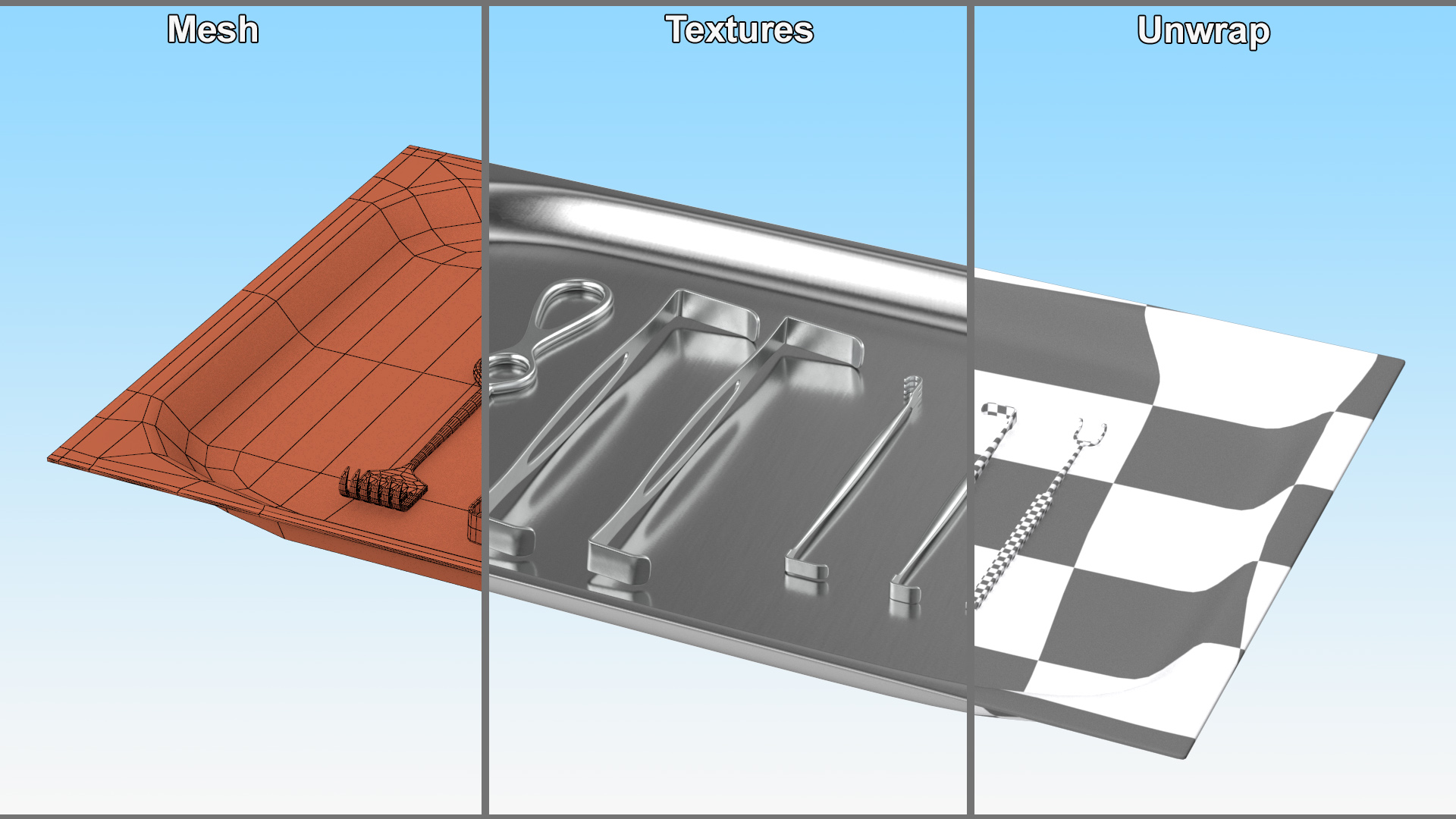 Surgical Retractors on Tray 3D