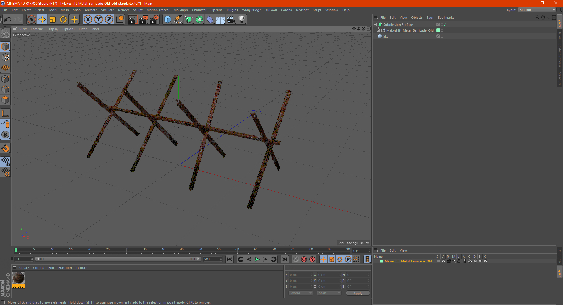 Makeshift Metal Barricade Old 3D model