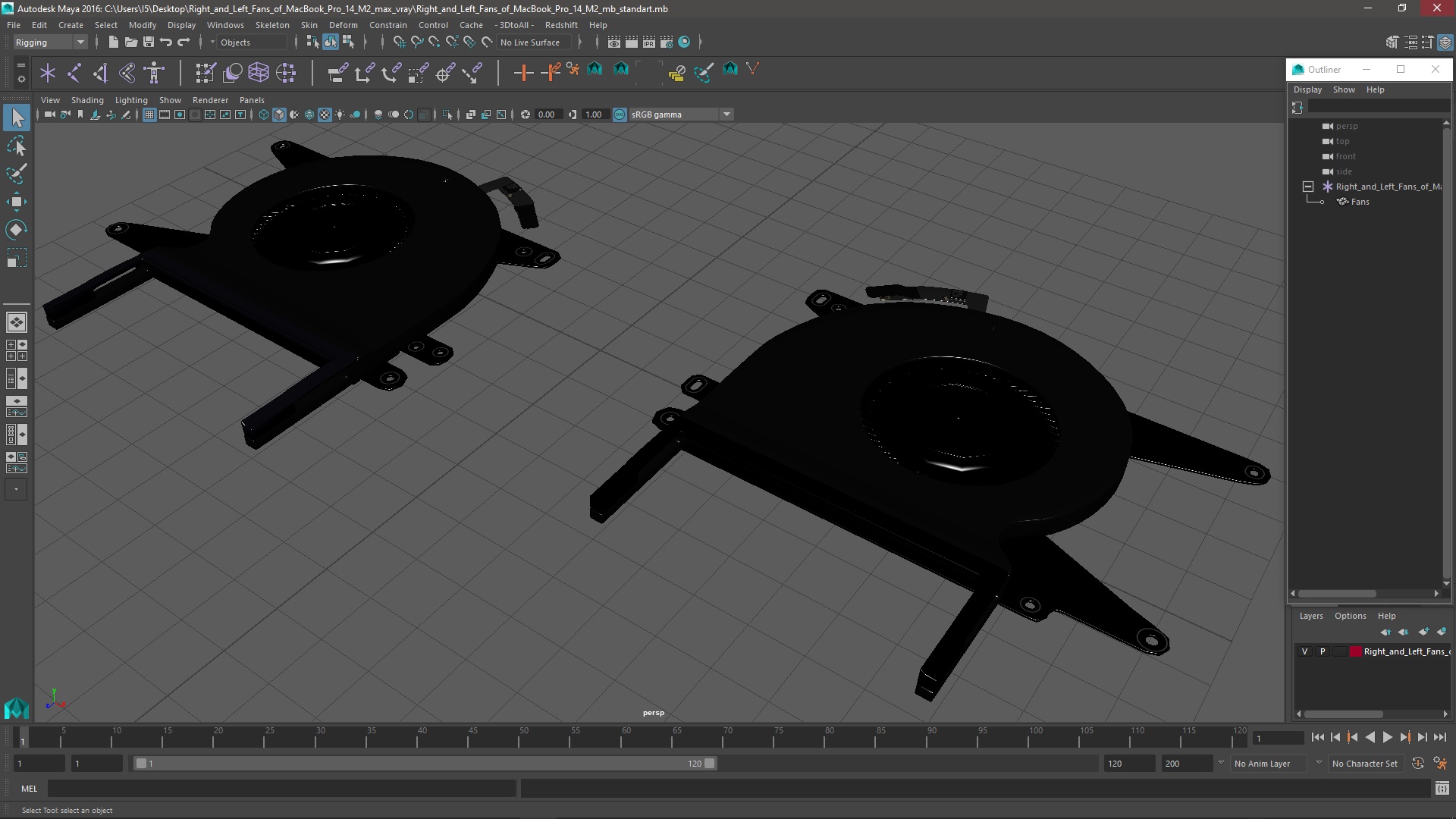 3D model Right and Left Fans of MacBook Pro 14 M2