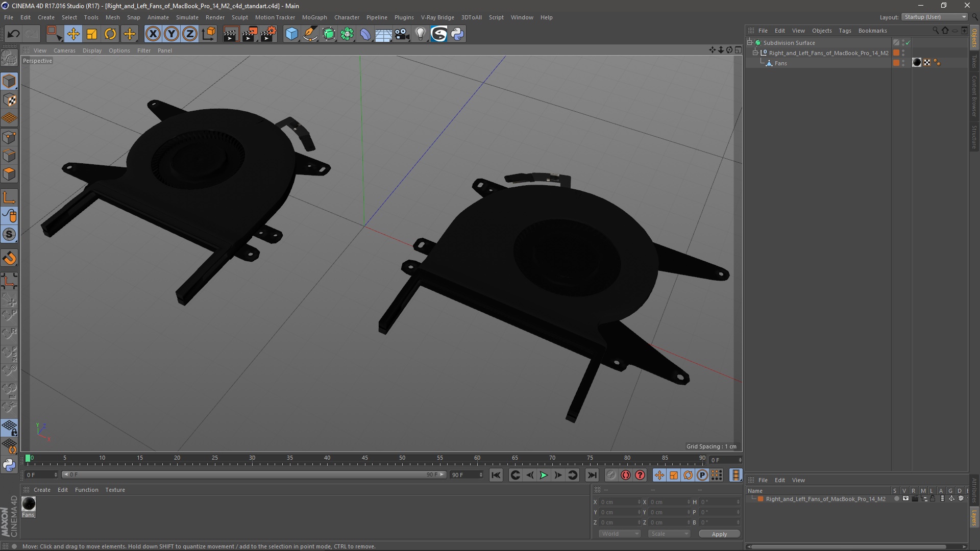 3D model Right and Left Fans of MacBook Pro 14 M2
