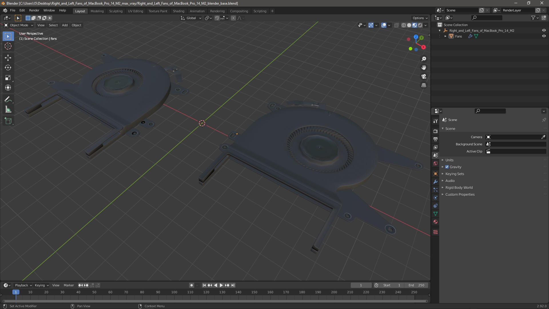 3D model Right and Left Fans of MacBook Pro 14 M2