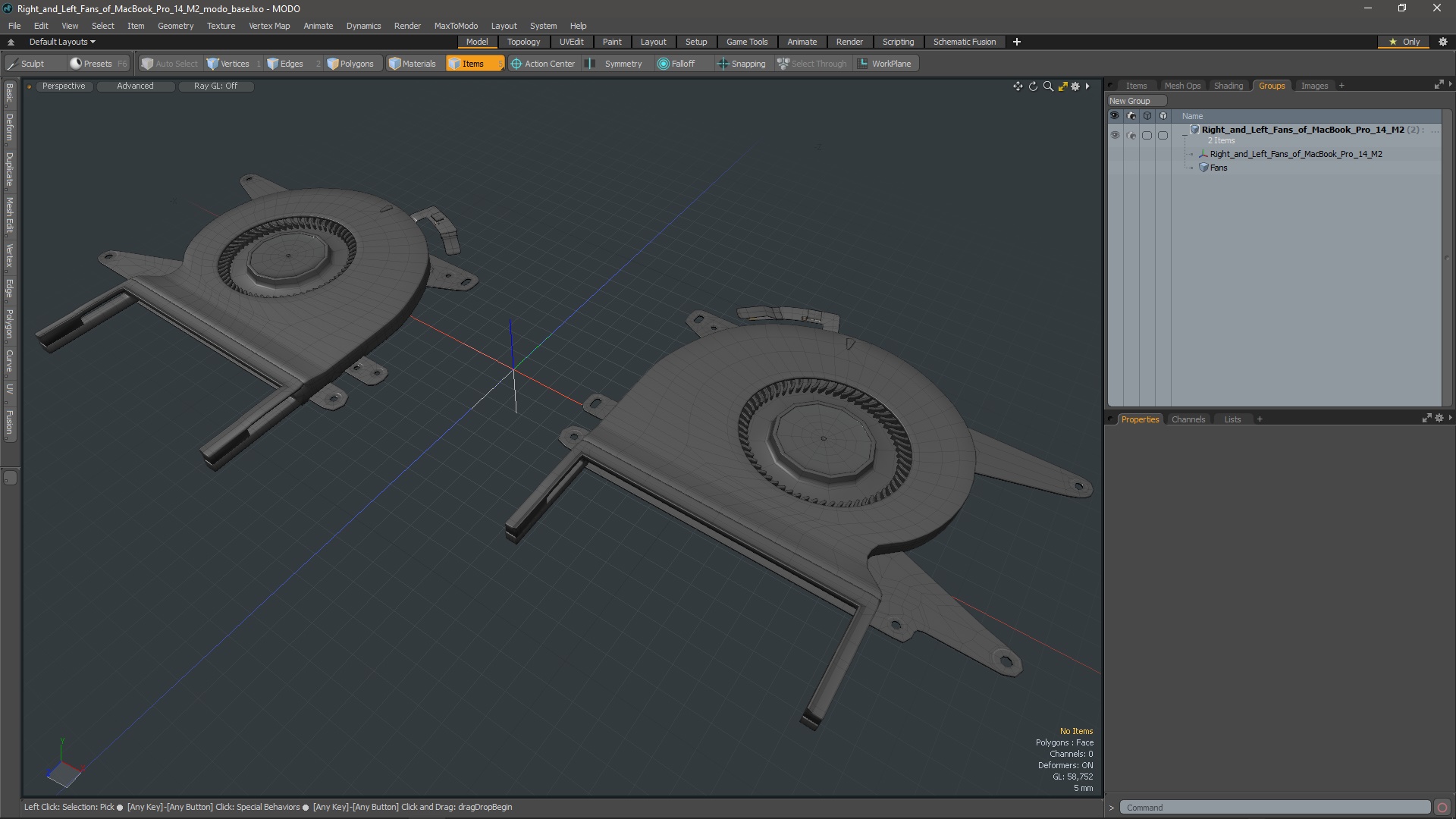3D model Right and Left Fans of MacBook Pro 14 M2