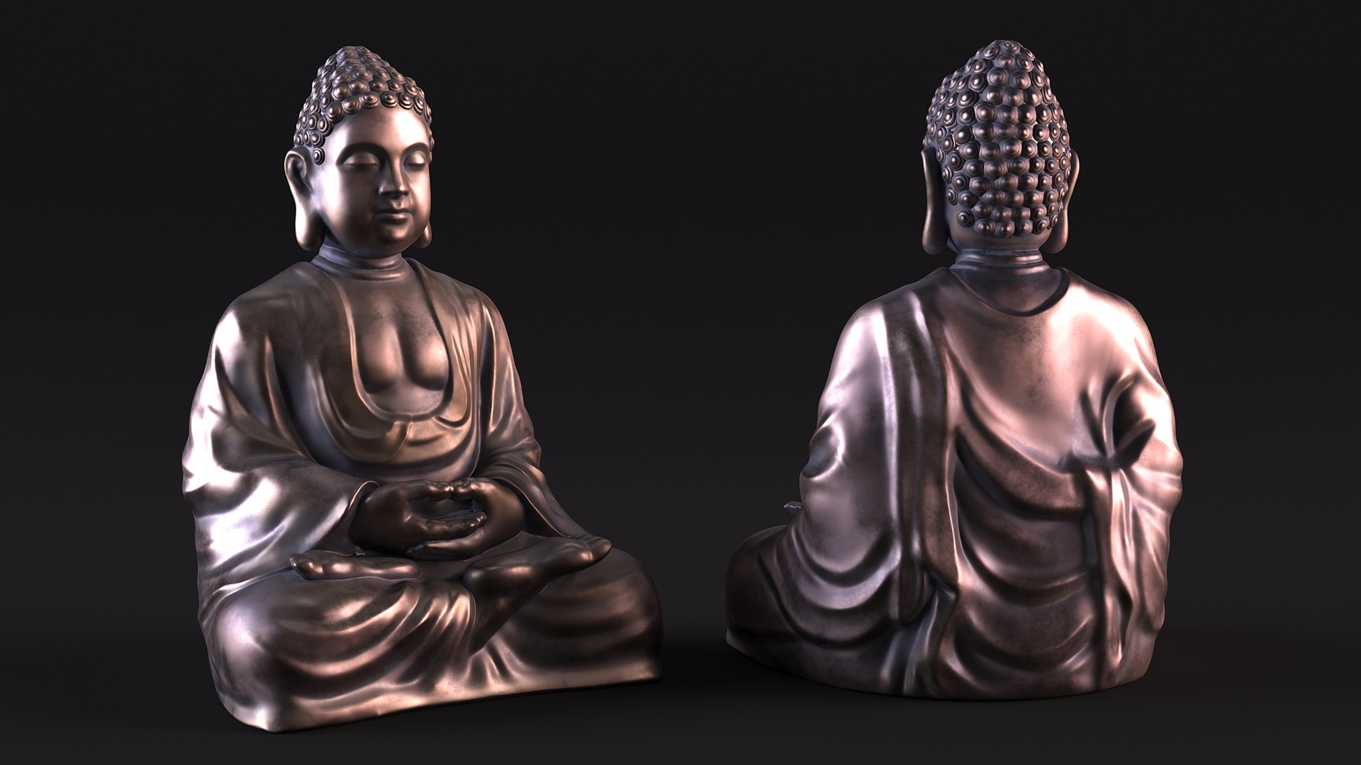 3D Sitting Buddha Statue Bronze model