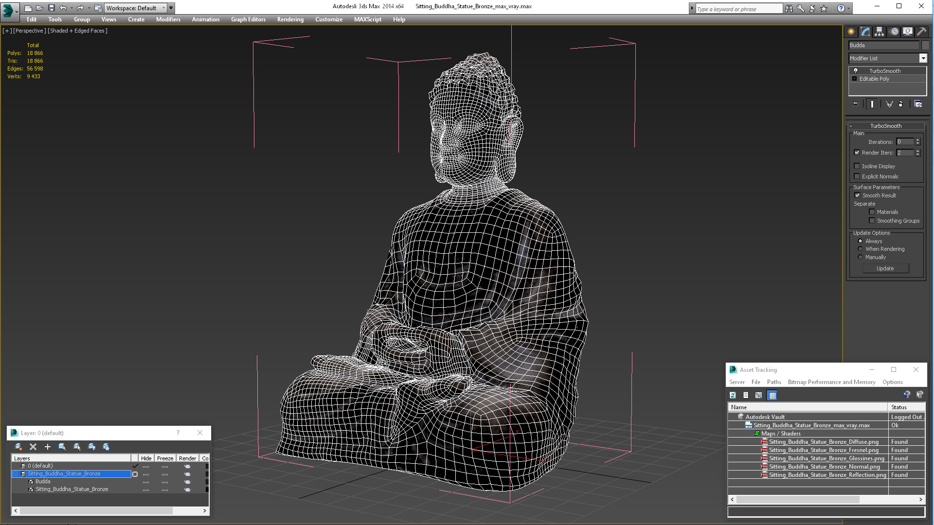 3D Sitting Buddha Statue Bronze model