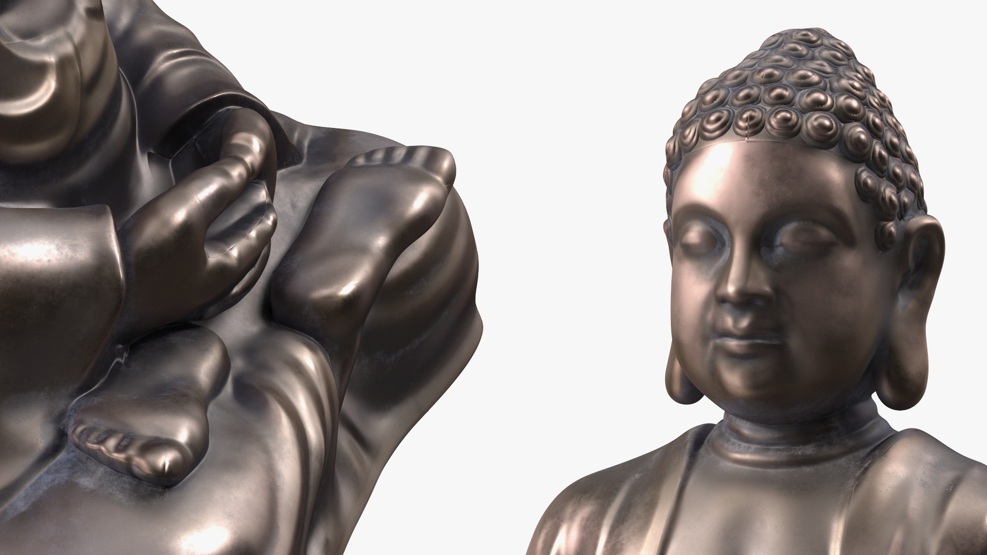 3D Sitting Buddha Statue Bronze model