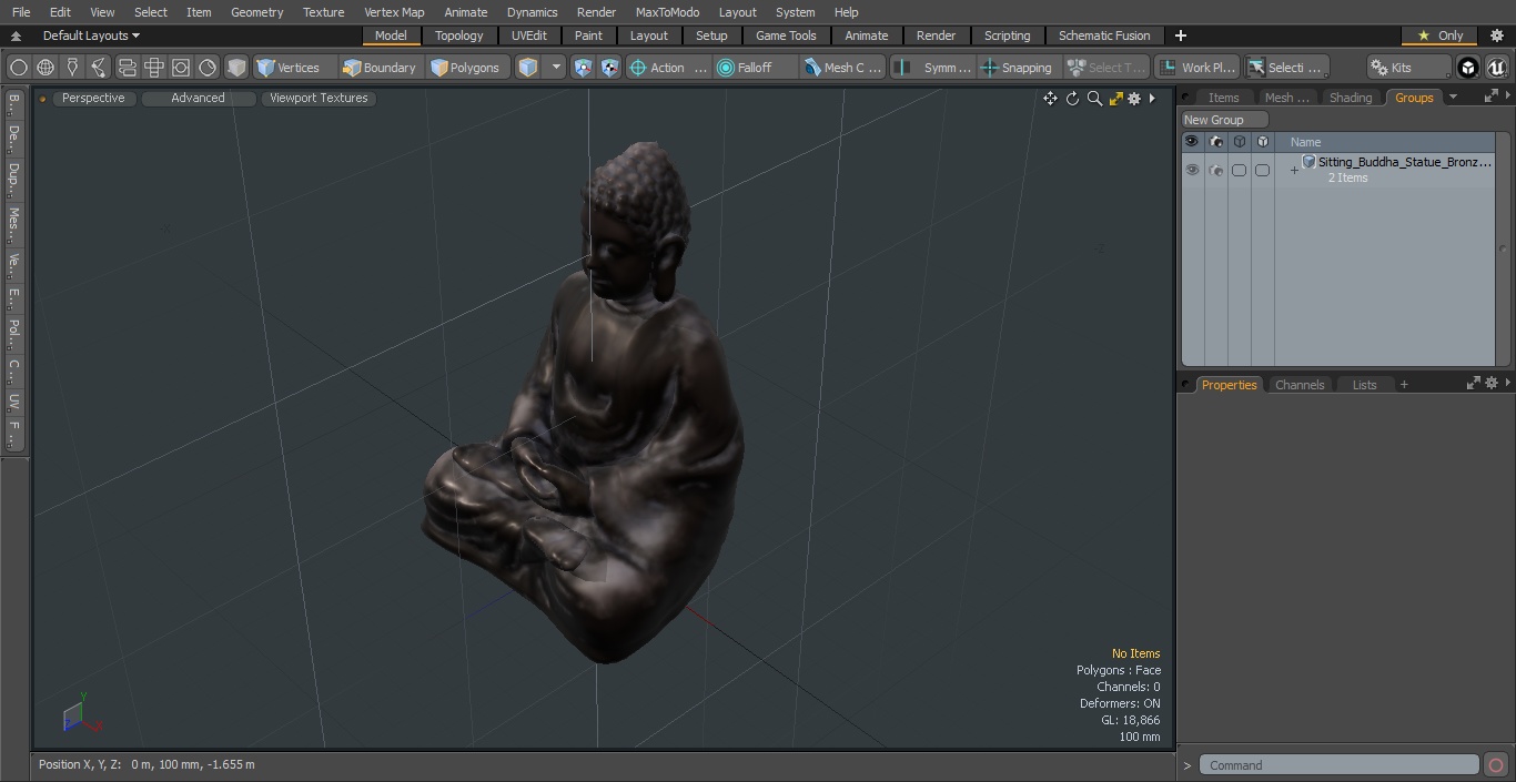3D Sitting Buddha Statue Bronze model