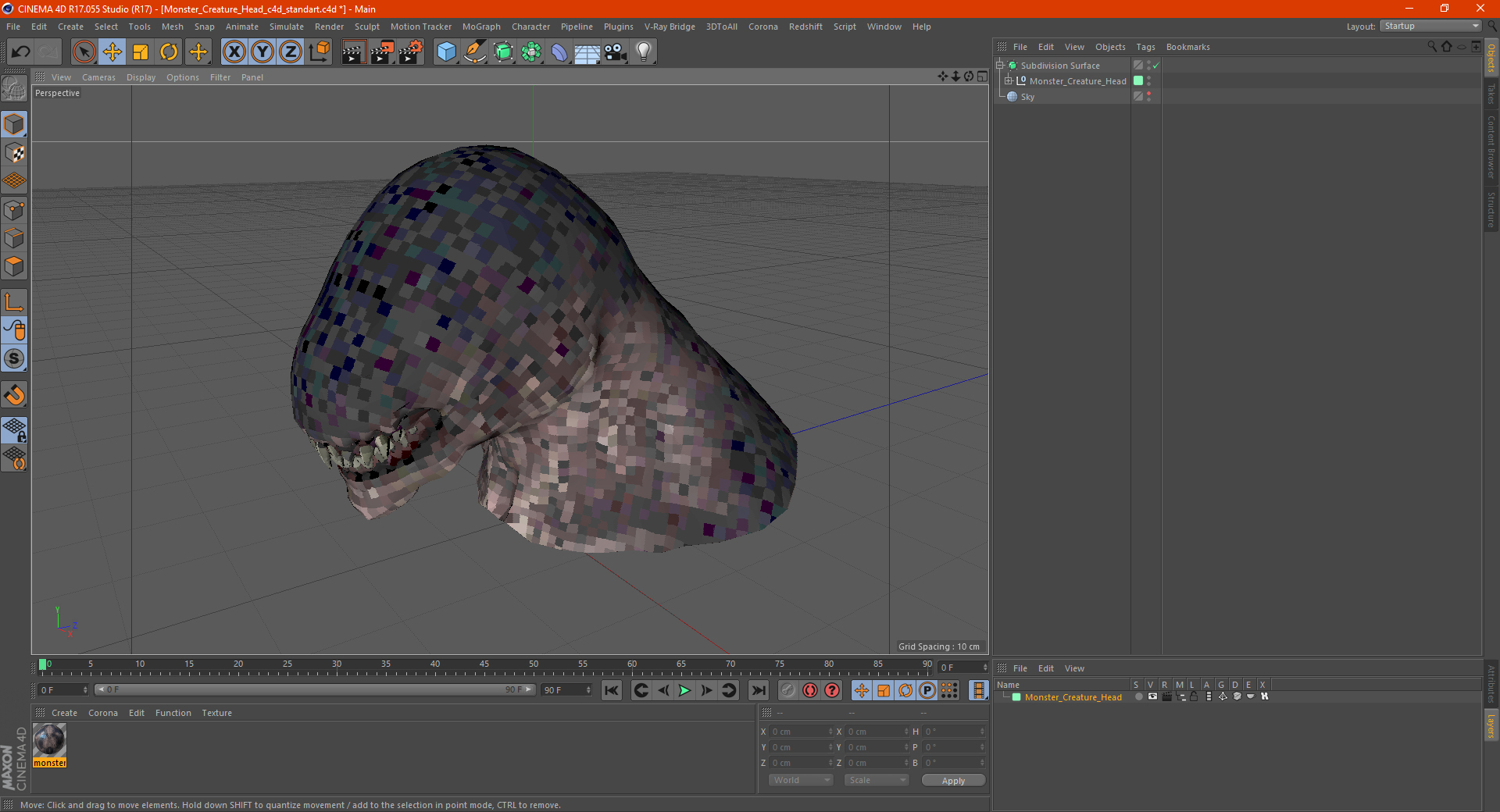 3D Monster Creature Head