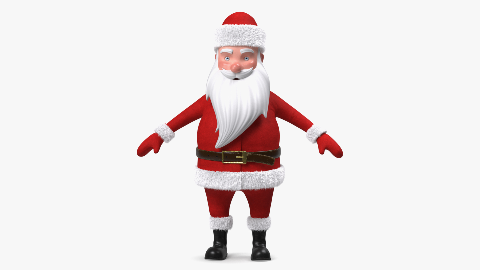 3D model Cartoon Santa Claus A-pose Fur