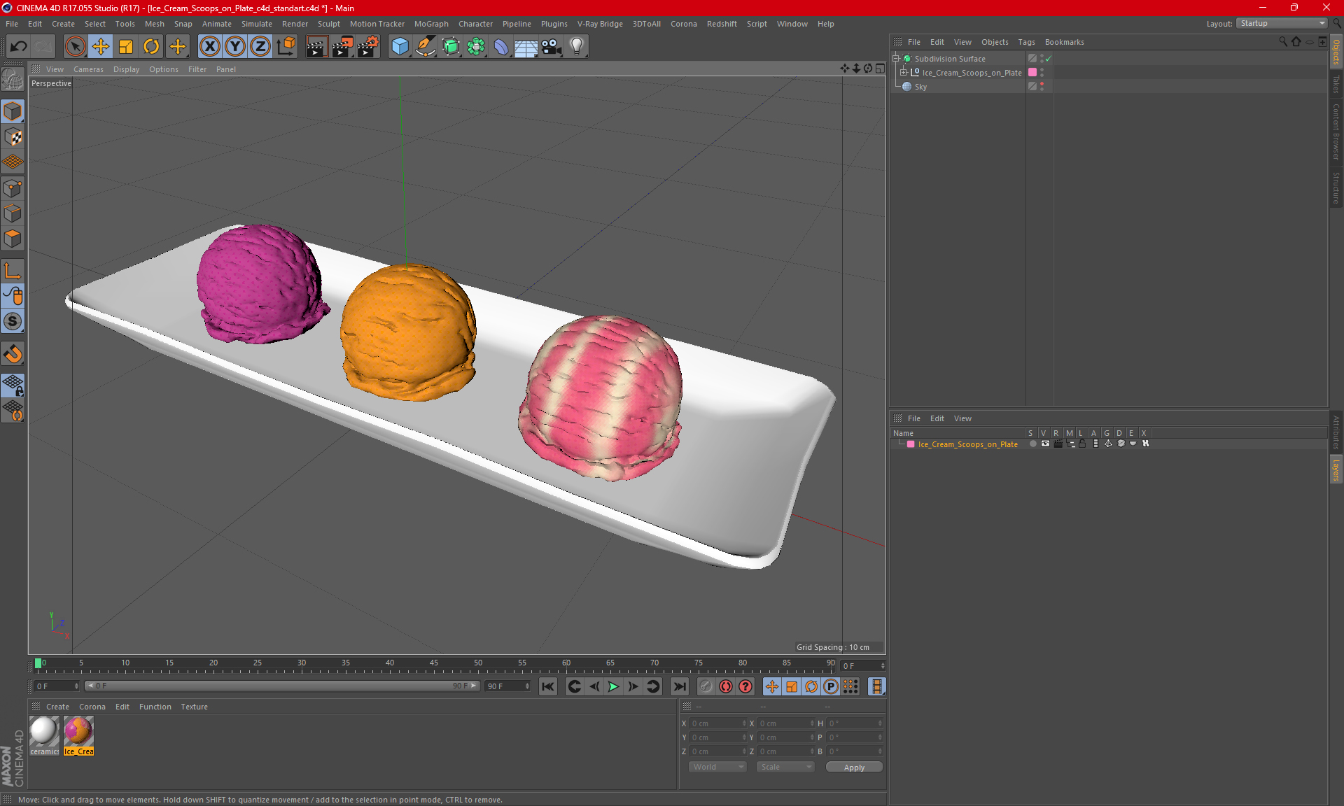 3D model Ice Cream Scoops on Plate