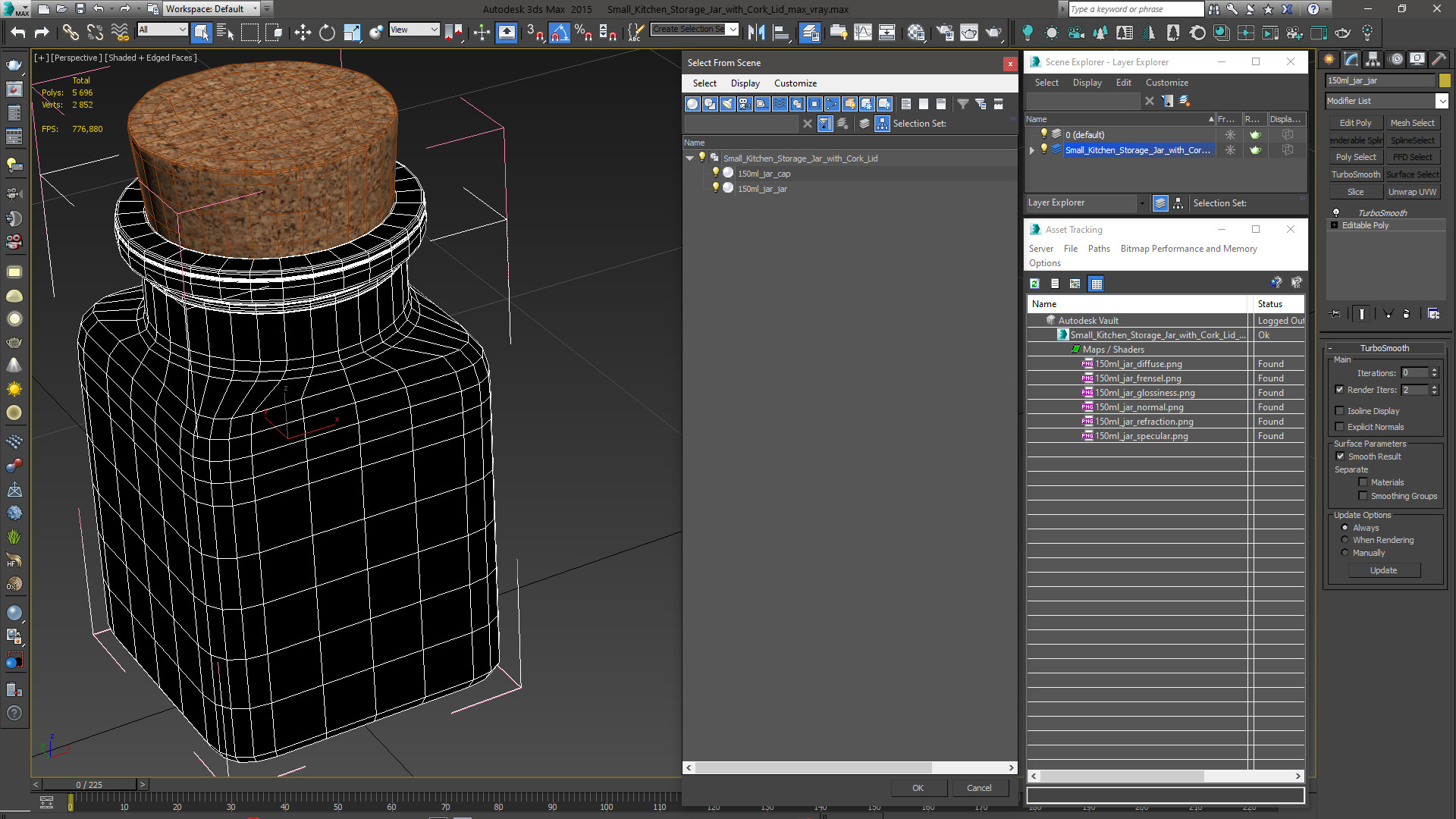 Small Kitchen Storage Jar with Cork Lid 3D model