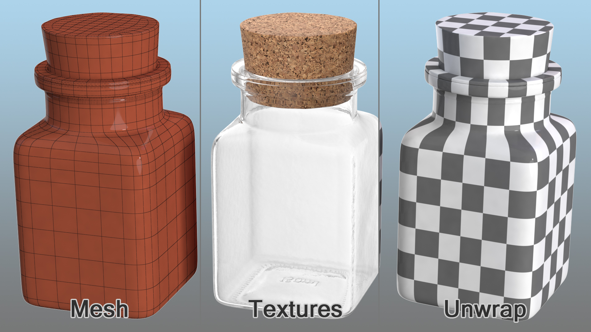 Small Kitchen Storage Jar with Cork Lid 3D model
