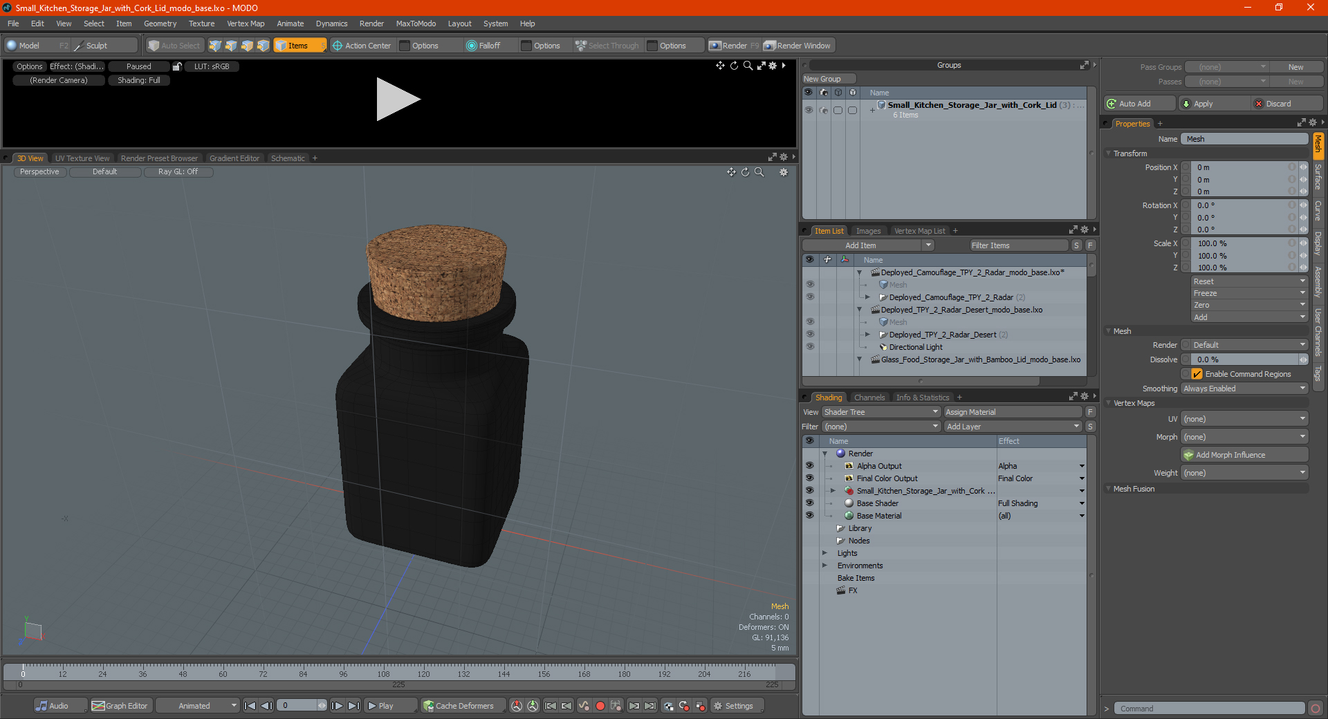 Small Kitchen Storage Jar with Cork Lid 3D model
